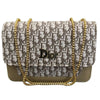 Beige | Dior Oblique Canvas & Leather Flap Clutch | Luxury Designer Handbag for Women