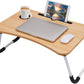 Laptop Table Foldable with Tablet Groove & Cup Slot | Beige Color | Multi-Purpose Desk for Work, Study, and Meals